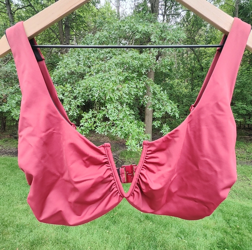 Asos Design Set Maya Bikini Swimsuit Red Burgundy US 38J Top + US 12 Bottom